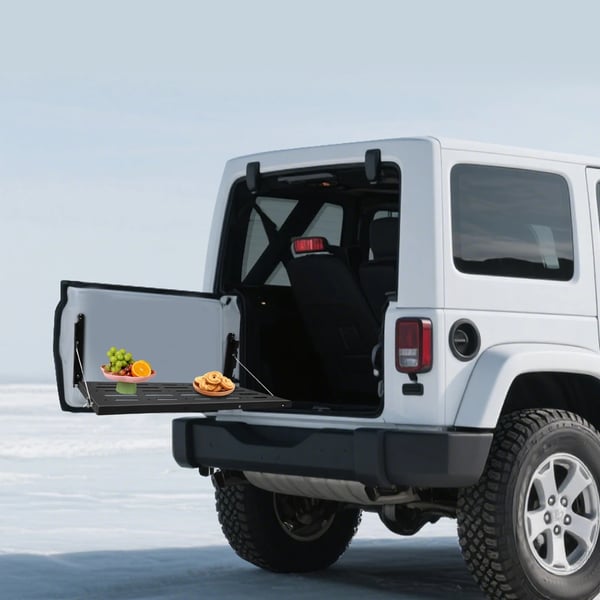 Bagklapsbord - Sammenklappeligt til Wrangler JK 2007–2017 2/4-dørs og Unlimited 4-dørs - Rustfrit stål - L-form - Max 34 kg - Sort