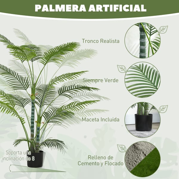 Konstgjord palm - Golvväxt - 170 cm - Med kruka - Inomhus - Plast - Grön