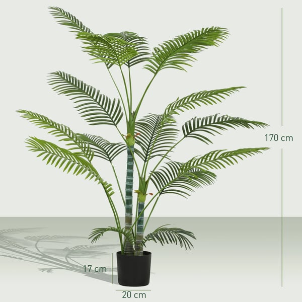 Konstgjord palm - Golvväxt - 170 cm - Med kruka - Inomhus - Plast - Grön