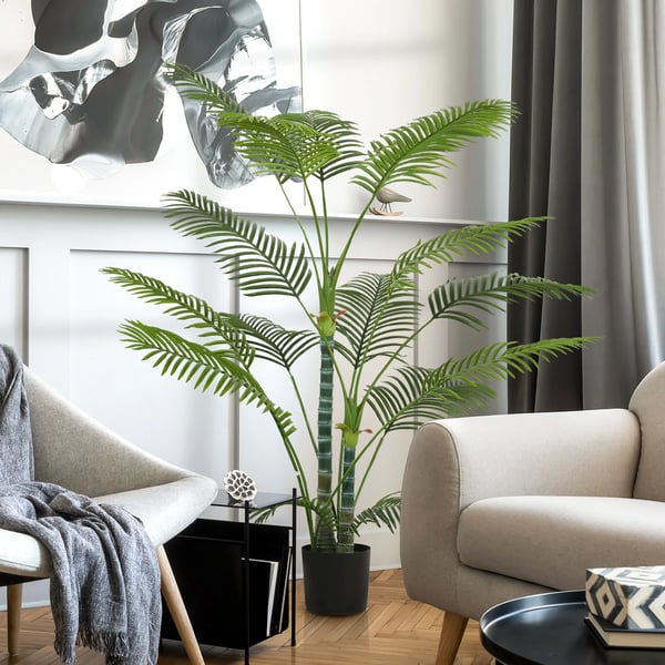Konstgjord palm - Golvväxt - 170 cm - Med kruka - Inomhus - Plast - Grön