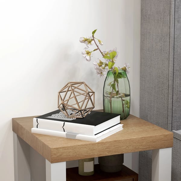 Sidobord - Bord på hjul - Öppen Hylla - 40 x 40 x 40 cm - Fyrkantig - Trä - Vit
