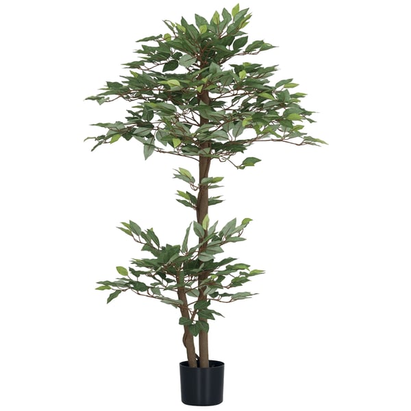 Konstgjord ficus - Träd i kruka - 150 cm - 1008 blad - Med mossa - Golvplacering utomhus - Grön