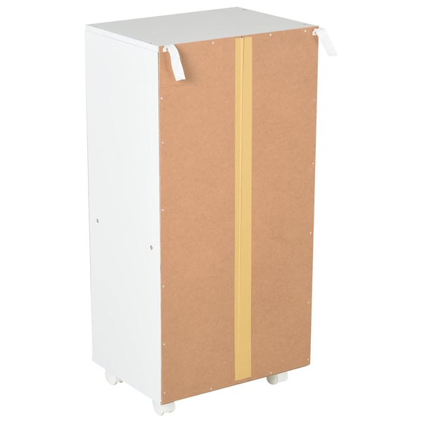 Kontorsförvaring - Rullhurts - Med 3 lådor - Med 4 öppna hyllor - Med hjul - Storlek 38x40x86,8 cm - Vit