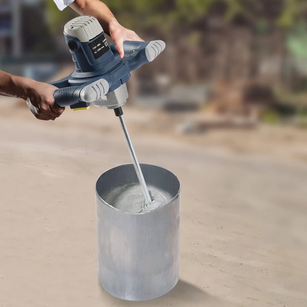 Cement- og betonblander - Håndholdt el-mixer - Effekt 1400 W - Justerbare 6 hastigheder - Hastighed 1200 omdr./min - Mørtel & gips - Bærbar - Blå