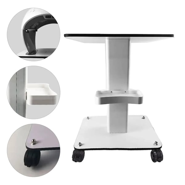 Salonvogn - SPA rullebord til skønhedsapparat - Stor bordplade 52×40 cm - Max 40 kg - Metal (jern) - Med opbevaringsboks - Hvid