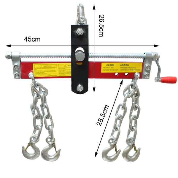 Motorlastudligner - Balancestang til motorhejs - 900 kg Kapacitet - Justerbar Med Håndsving - Stålplade - 45×26,5×28,5 cm