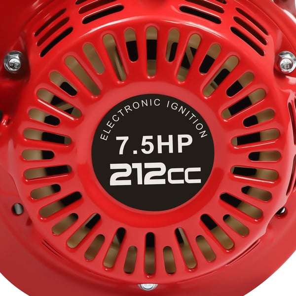 Benzinmotor - Stationær 7,5 hk 4 kW - Luftkølet - Enkeltcylindret - 4-takt - Olielarm - Rød