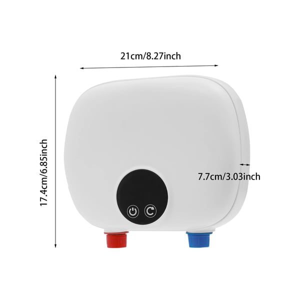 Sähköinen vedenlämmitin - Läpivirtausvedenlämmitin - 5500 W - LED-kosketusnäyttö - 30–55 °C - IPX4 - Käynnistysvirtaus 800 ml/min - Valkoinen