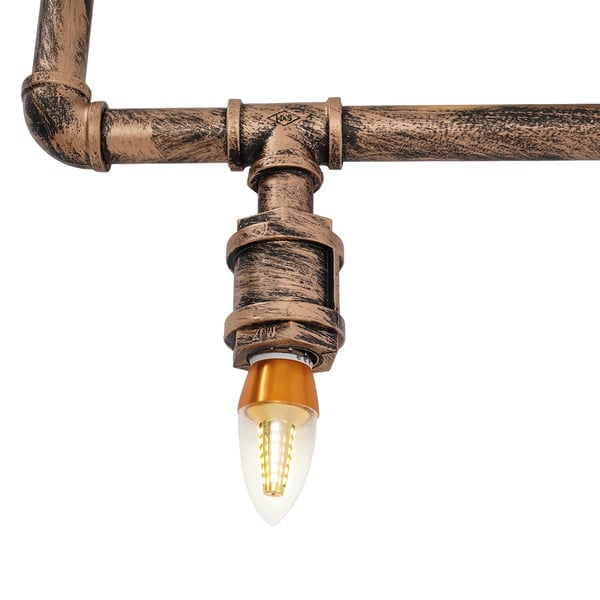 Retro vandrør - Væglampe - 5-flammer - 220 V AC - 75×44×10 cm - Uden pærer - Touch tænd/sluk - Guld