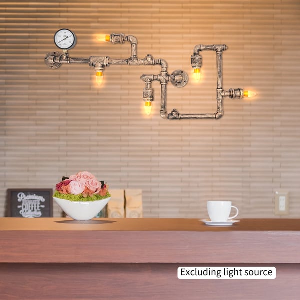 Retro vandrør - Væglampe - 5-flammer - 220 V AC - 75×44×10 cm - Uden pærer - Touch tænd/sluk - Guld