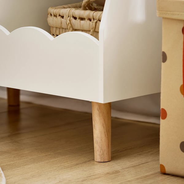 Børnebogreol - KMB100-K-W - 3 Rum - Montessori Lav Opbevaring - 61×71×35 cm - Hvid - Samling Kræves