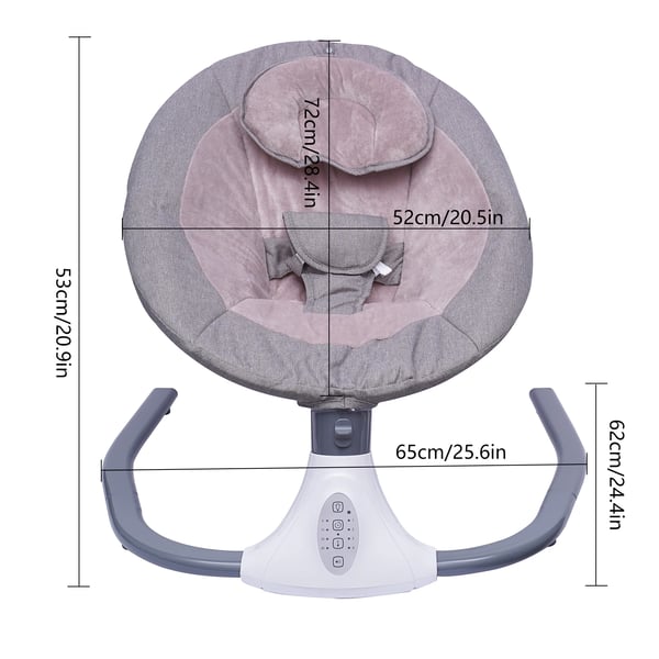 Babygynge - Elektrisk babyvippe - Fjernbetjening - Bluetooth/USB-musik - Aftageligt net - 0–18 mdr - Maks 20 kg - Grå