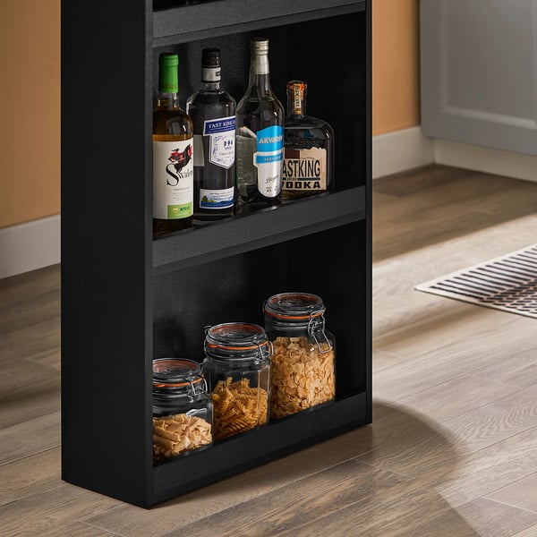 Köksbarbord FWT17-II - Hög bardisk/matbord - 3 hyllor - 112x106x57 cm - Svart