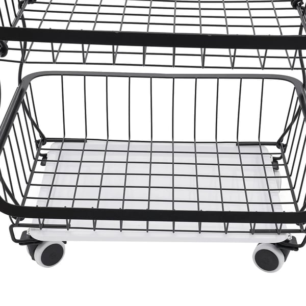 Opbevaringsvogn - Rullevogn 5‑niveau kurvstativ - Gulvstående - Med hjul - Køkken/badeværelse - Frugt & snacks - Sort