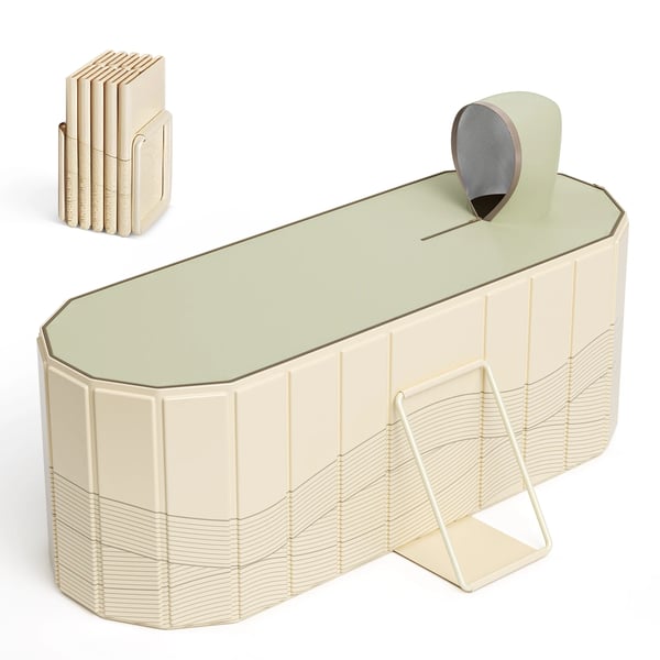 Portabelt voksenbadekar - Sammenklappeligt badekar - Med låg - Ingen installation - Til bruser - Fritstående - 1,5 m - Beige
