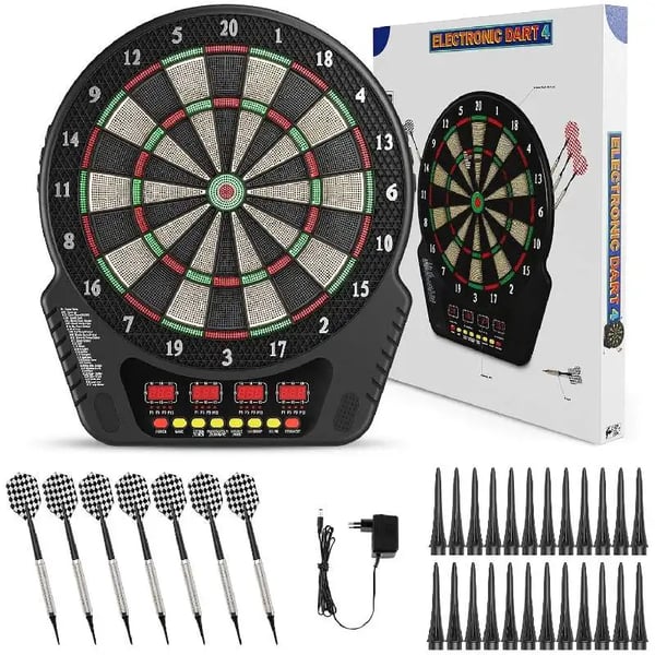 Elektroninen dart-taulu - 6 tikkaa - 27 pelitilaa - 243 variaatiota - Jopa 16 pelaajaa - Valkoinen