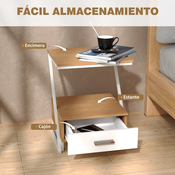 Sidobord - Avlastningsbord - Trä - Fyrkantig - 40x35x50 cm - Med förvaring - Minimalistisk modern stil - Brun