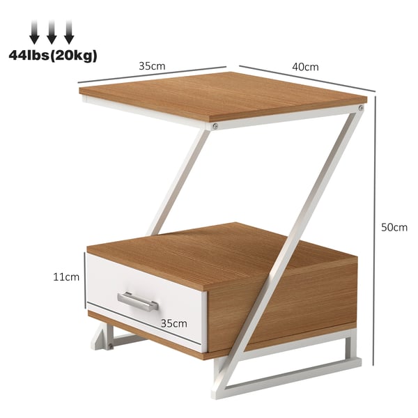 Sidobord - Avlastningsbord - Trä - Fyrkantig - 40x35x50 cm - Med förvaring - Minimalistisk modern stil - Brun