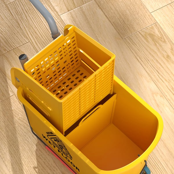 Mopp-hink - Med urvridare - Skiljevägg - Hjul - Kapacitet 21–25 l - Mått 45 x 26,5 x 70 cm - Plast - Ljusgul
