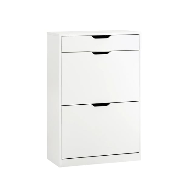 Skoskåp skohylla - FSR180-W - 4 klaffar - 8 fack - 60×90×30 cm - Vit