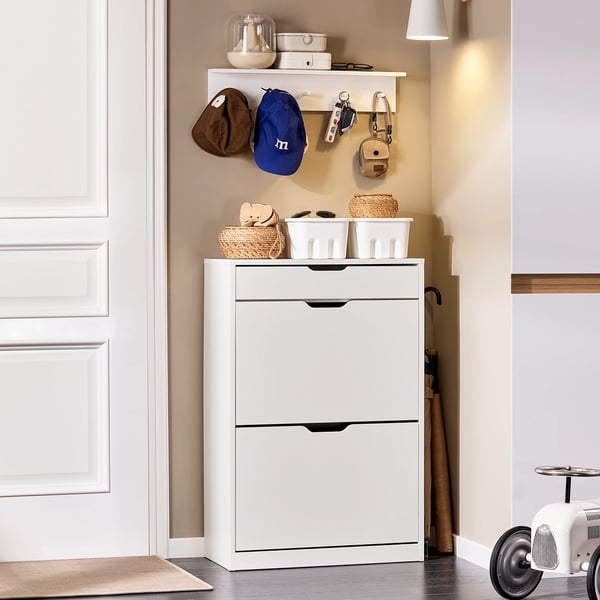 Skoskab skoreol - FSR180-W - 4 klapper - 8 rum - 60×90×30 cm - Hvid