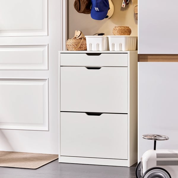 Skoskab skoreol - FSR180-W - 4 klapper - 8 rum - 60×90×30 cm - Hvid