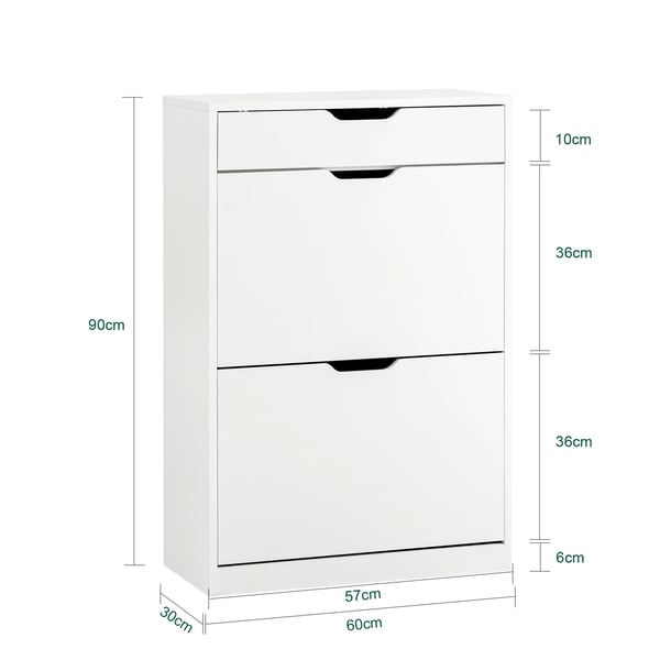 Skoskab skoreol - FSR180-W - 4 klapper - 8 rum - 60×90×30 cm - Hvid