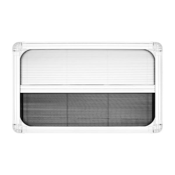 Autocamper/Campingvogn Vindue - Nødudgangsvindue, udadgående - 90x55 cm - Hærdet glas - 65° åbningsvinkel - Aluminiumramme med insektnet - Beige