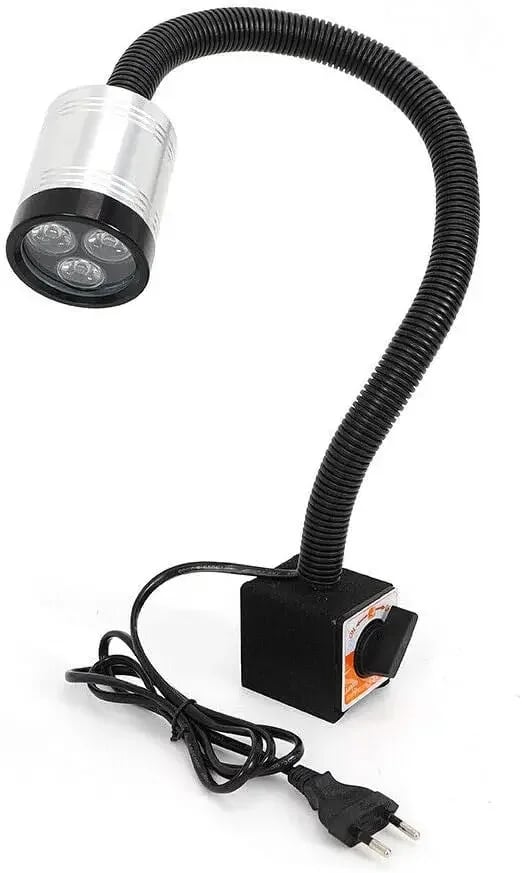 LED maskinlampe - Svanehals arbejdslampe - 6 W - 110–220 V AC - Fleksibel lang arm - Magnetfod - Vandtæt - Rund