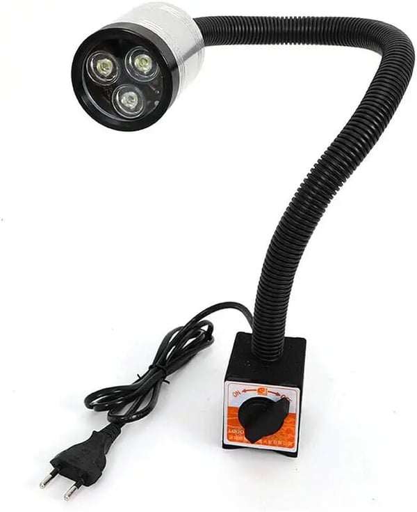 LED maskinlampe - Svanehals arbejdslampe - 6 W - 110–220 V AC - Fleksibel lang arm - Magnetfod - Vandtæt - Rund