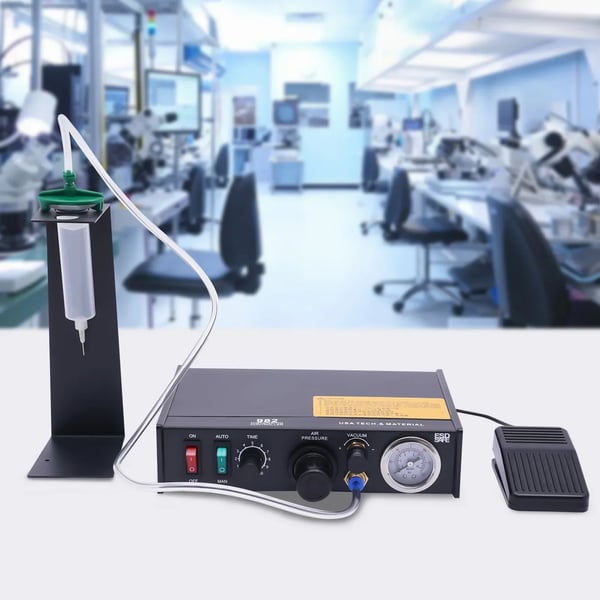 Limdispenser 982 - Halvautomatisk maskine - Loddepasta-dispenser og controller - Præcisionsdosering - Plast - Sort