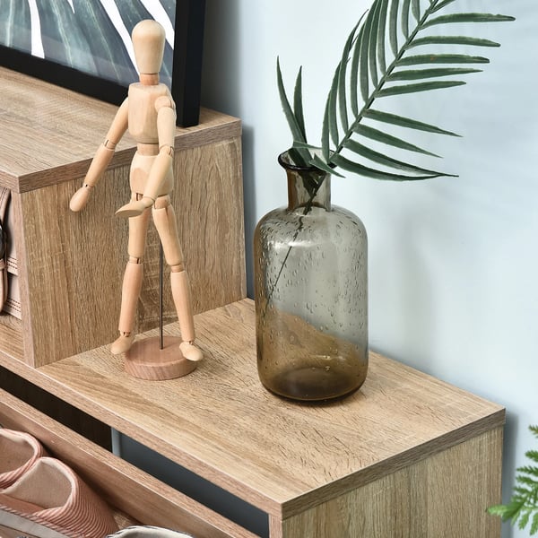 Skoskåp - Modell 837-013 - Trä - 2 Lådor - Minimalistisk Modern - 101,5 x 25,5 x 98 cm - Montering Krävs - Natur