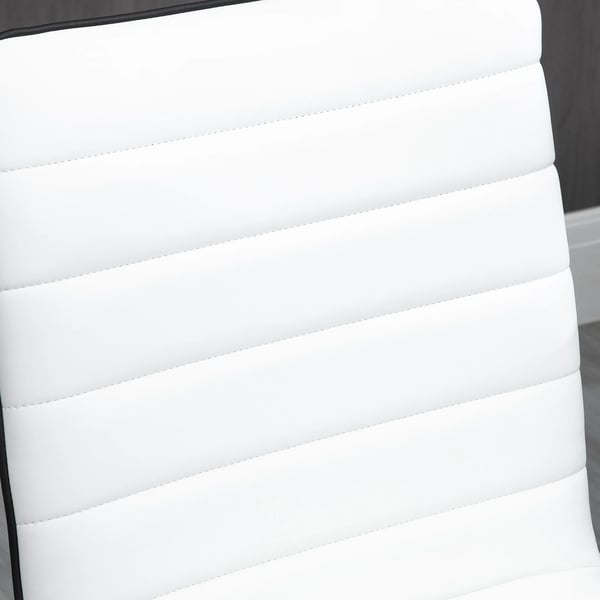 Kontorsstol - Skrivbordsstol - Armlös - Justerbar höjd 76,5–86,5 cm - Svängbar - Hjul - Konstläder - 47×57 cm - Vit