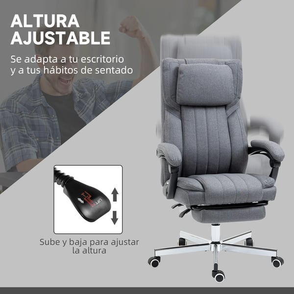 Kontorsstol - 921-625V90Gy - Fällbar - Snurrbar - 6-punkts vibrationsmassage - Fjärrkontroll - CE-certifierad - 65x61x108–118 cm - Grå