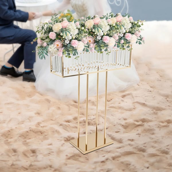 Blomsterstander til bryllup - Metal piedestal - Luksuriøs romantisk dekoration - Til blomster, balloner, lys - Jern - Mors dag - Guld