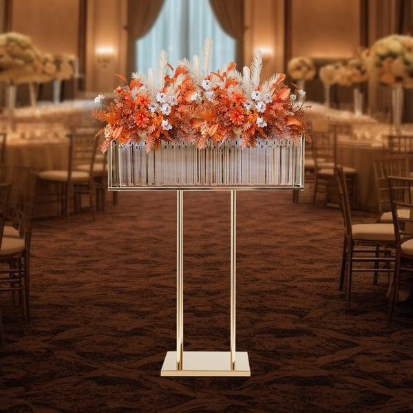 Blomsterstander til bryllup - Metal piedestal - Luksuriøs romantisk dekoration - Til blomster, balloner, lys - Jern - Mors dag - Guld