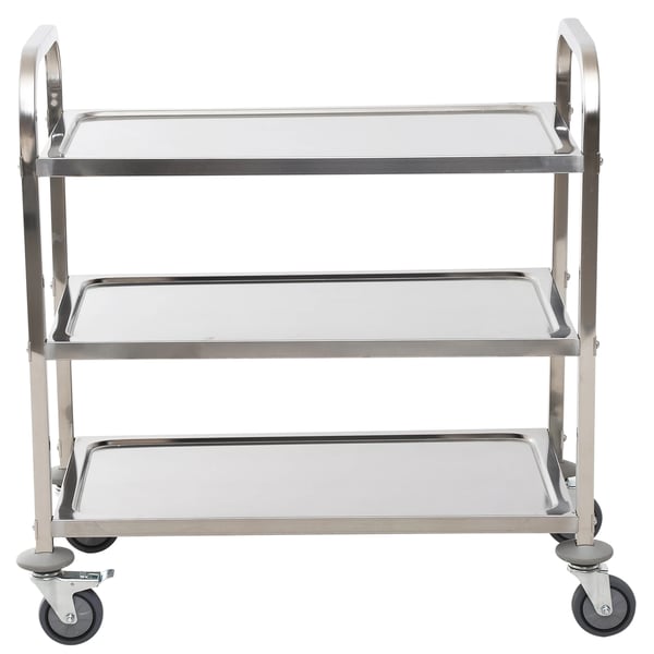 Serveringsvagn - Köksvagn - Med hjul - 90,5×50,5×88,2 cm - Metall - 2 handtag - Hyllplan - Montering krävs - Silver