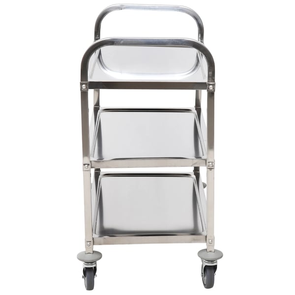 Serveringsvagn - Köksvagn - Med hjul - 90,5×50,5×88,2 cm - Metall - 2 handtag - Hyllplan - Montering krävs - Silver