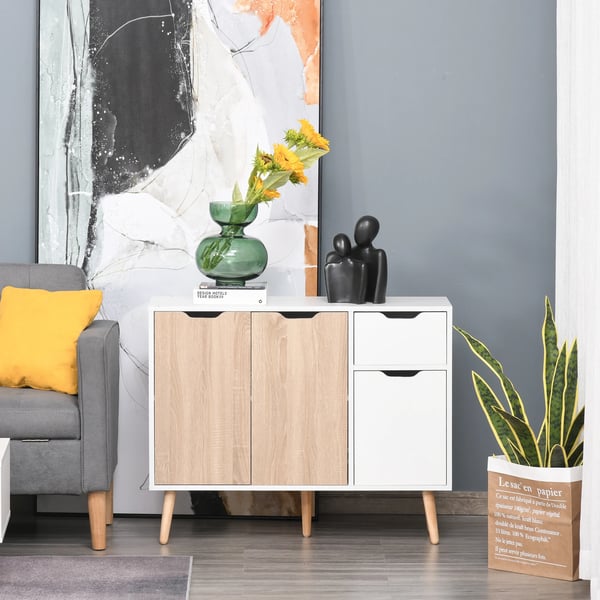 Skänk - Sideboard - Modern Minimalistisk - Trä - 90×30×72 cm - Montering Krävs - Vit