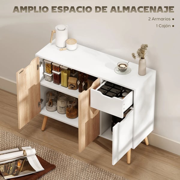 Skänk - Sideboard - Modern Minimalistisk - Trä - 90×30×72 cm - Montering Krävs - Vit