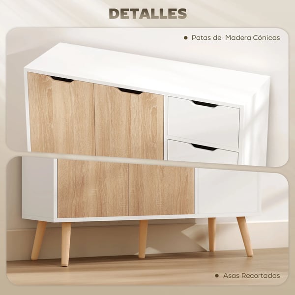 Skänk - Sideboard - Modern Minimalistisk - Trä - 90×30×72 cm - Montering Krävs - Vit