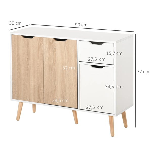 Skänk - Sideboard - Modern Minimalistisk - Trä - 90×30×72 cm - Montering Krävs - Vit