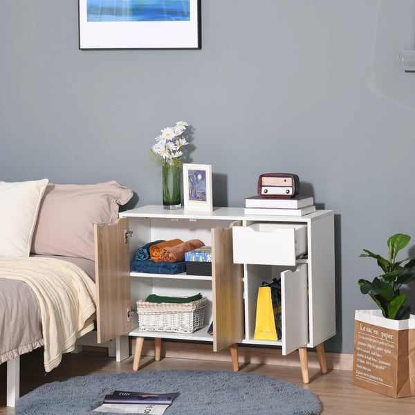 Skänk - Sideboard - Modern Minimalistisk - Trä - 90×30×72 cm - Montering Krävs - Vit