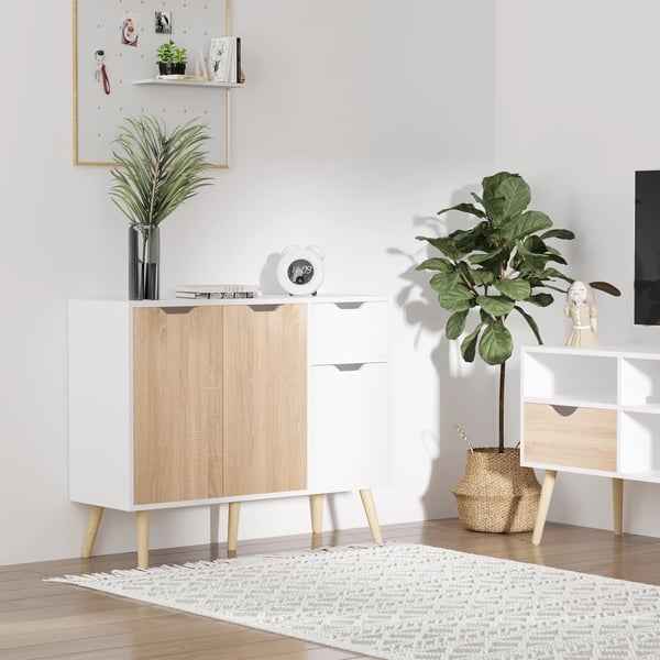 Skänk - Sideboard - Modern Minimalistisk - Trä - 90×30×72 cm - Montering Krävs - Vit