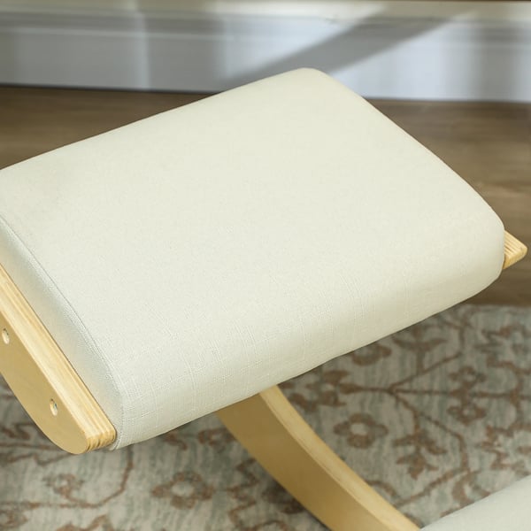 Ergonomisk knästol - Modell 921-789V00Cw - Träram - Stoppad dyna - 55×85×55 cm - Krämfärgad