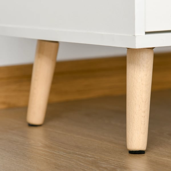 Kökskänk - Sideboard med Vinställ - Låda - Öppen Hylla - 2 Skåp med Glasdörrar - 100x33x80 cm - Vit