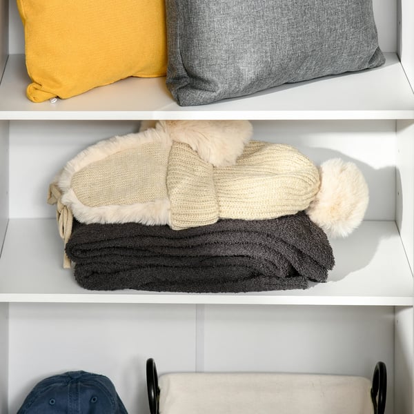 Förvaringsskåp - 838-097 2-dörrars Högskåp - 5 Justerbara Hyllor - Trä - Modern Stil - 59x31x155 cm - Montering Krävs - Vit