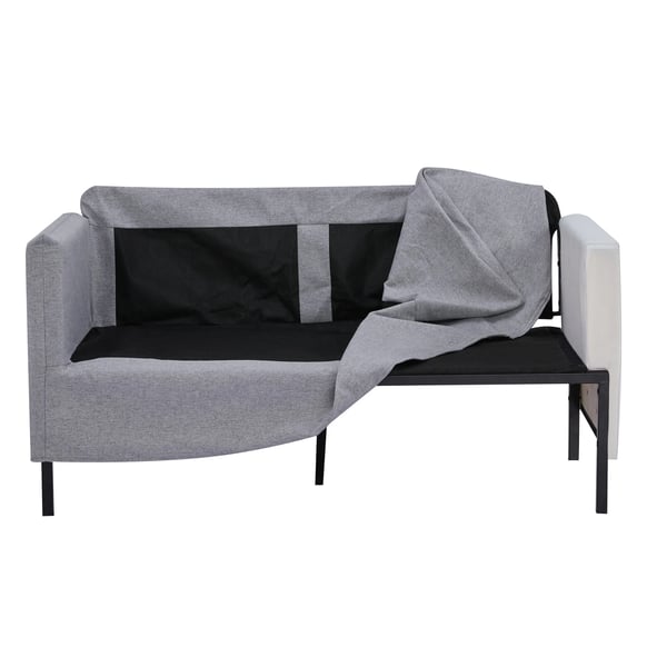 2-sits soffa - Vardagsrumssoffa - Skandinavisk stil - Hampatyg - Skumstoppade kuddar - Med armstöd - 130 x 67 x 76,5 cm - Ljusgrå