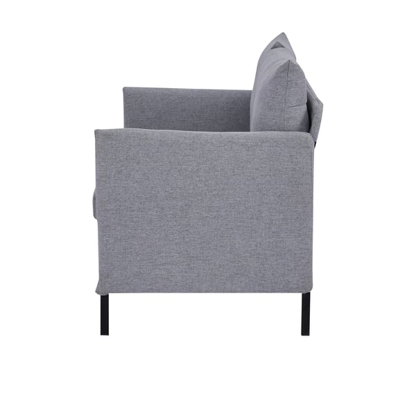 2-sits soffa - Vardagsrumssoffa - Skandinavisk stil - Hampatyg - Skumstoppade kuddar - Med armstöd - 130 x 67 x 76,5 cm - Ljusgrå
