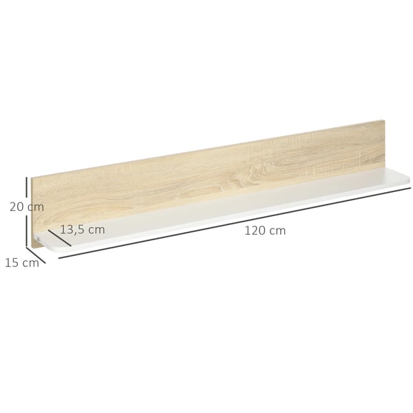 Vägghylla - Svävande Hyllplan - Trä - Väggmonterad - 120×15×20 cm - Modern Stil - Brun